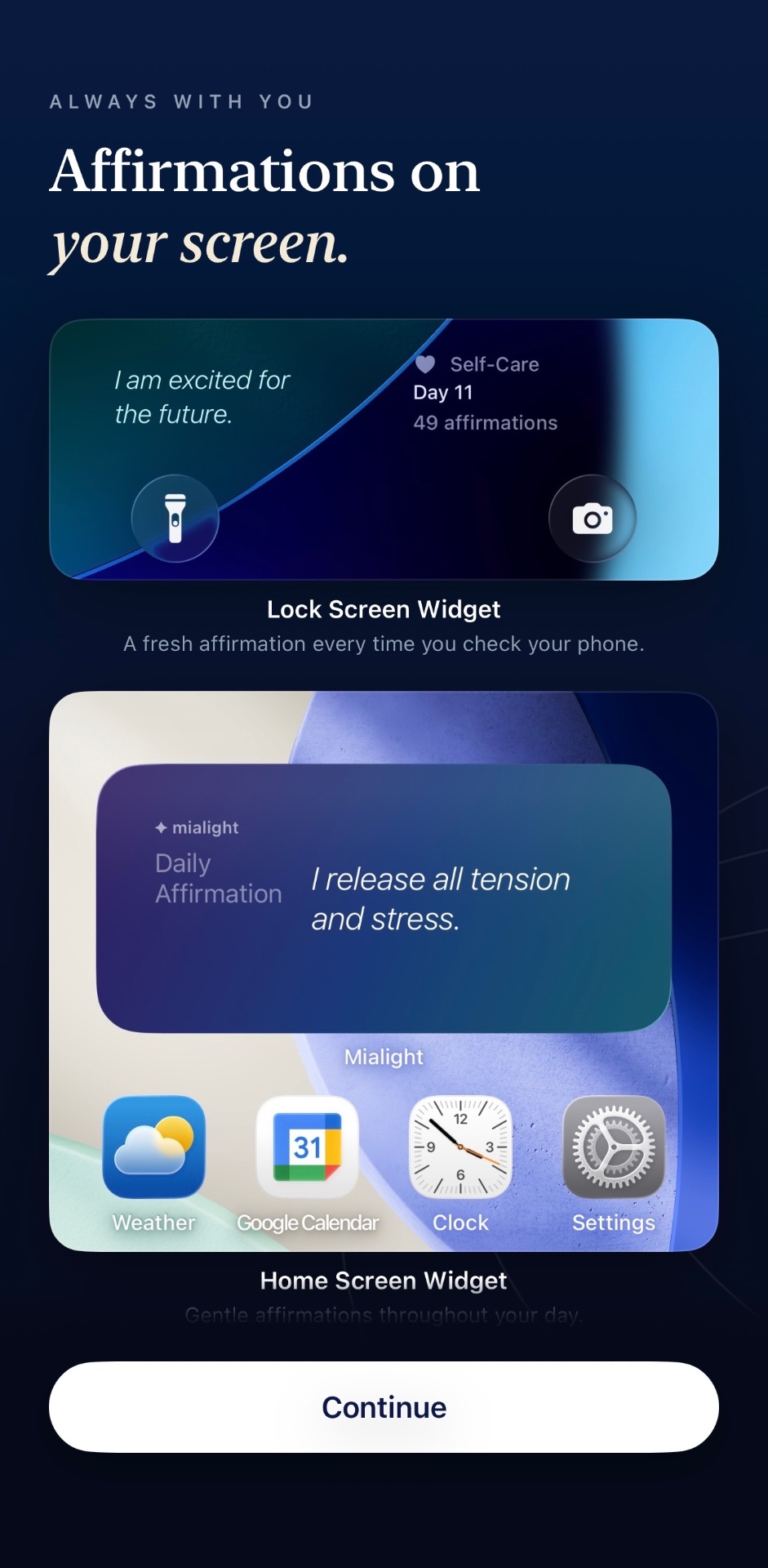 Mialight Home Screen widget